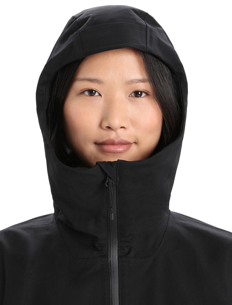 Women's Icebreaker Shell+™ Merino Hooded Jackets Black | CA 1293VRWD